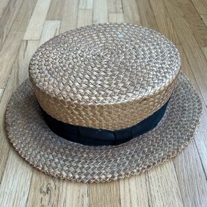 Vintage antique hand finished straw gentleman’s Paragon boater’s hat, size 7 1-8